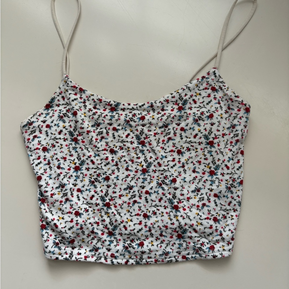 Pacsun White Floral Spaghetti Strap Top